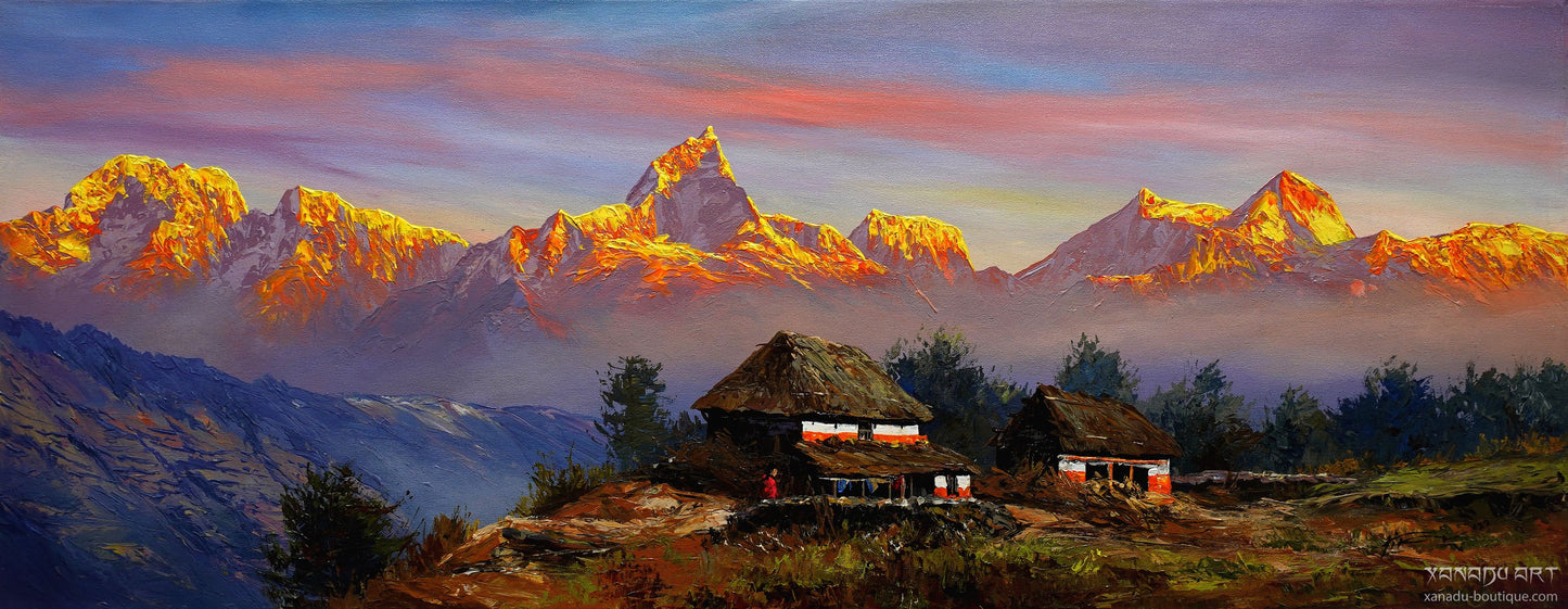 Himalayan Annapurna Range sunset landscapes