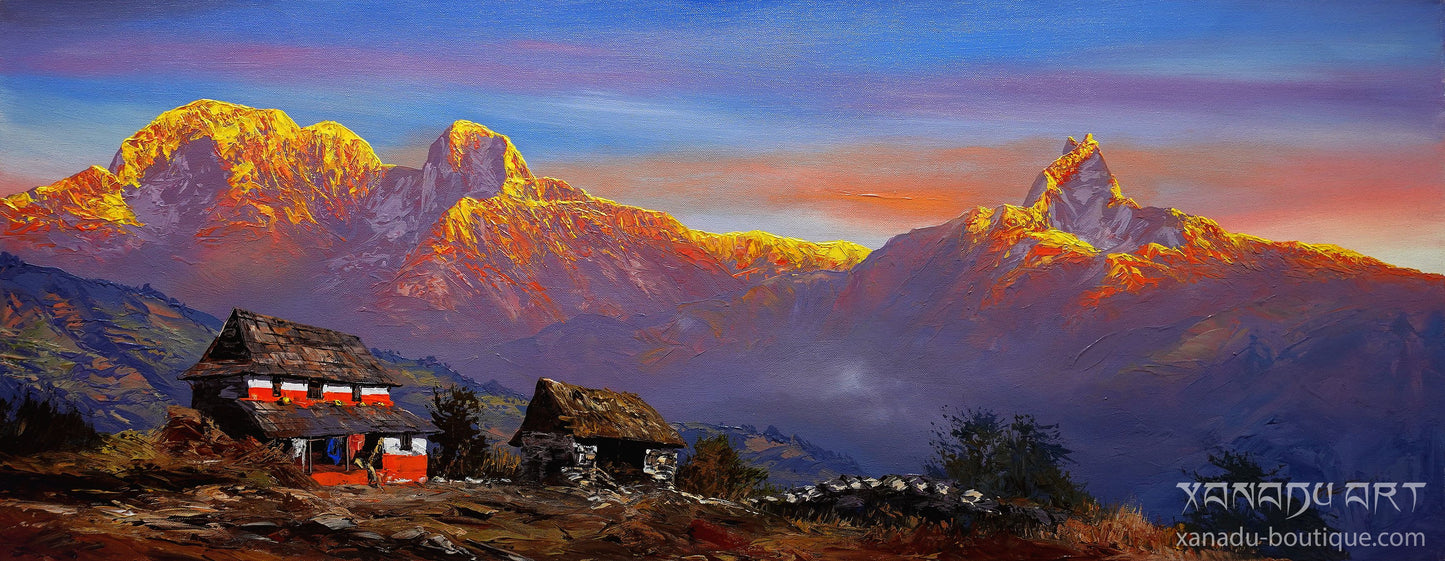 Goldene Landschaft im Himalaya-Annapurna-Gebirge
