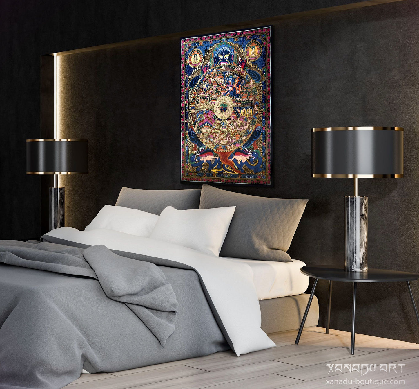 Tibetisches Lebensrad-Mandala-Thangka