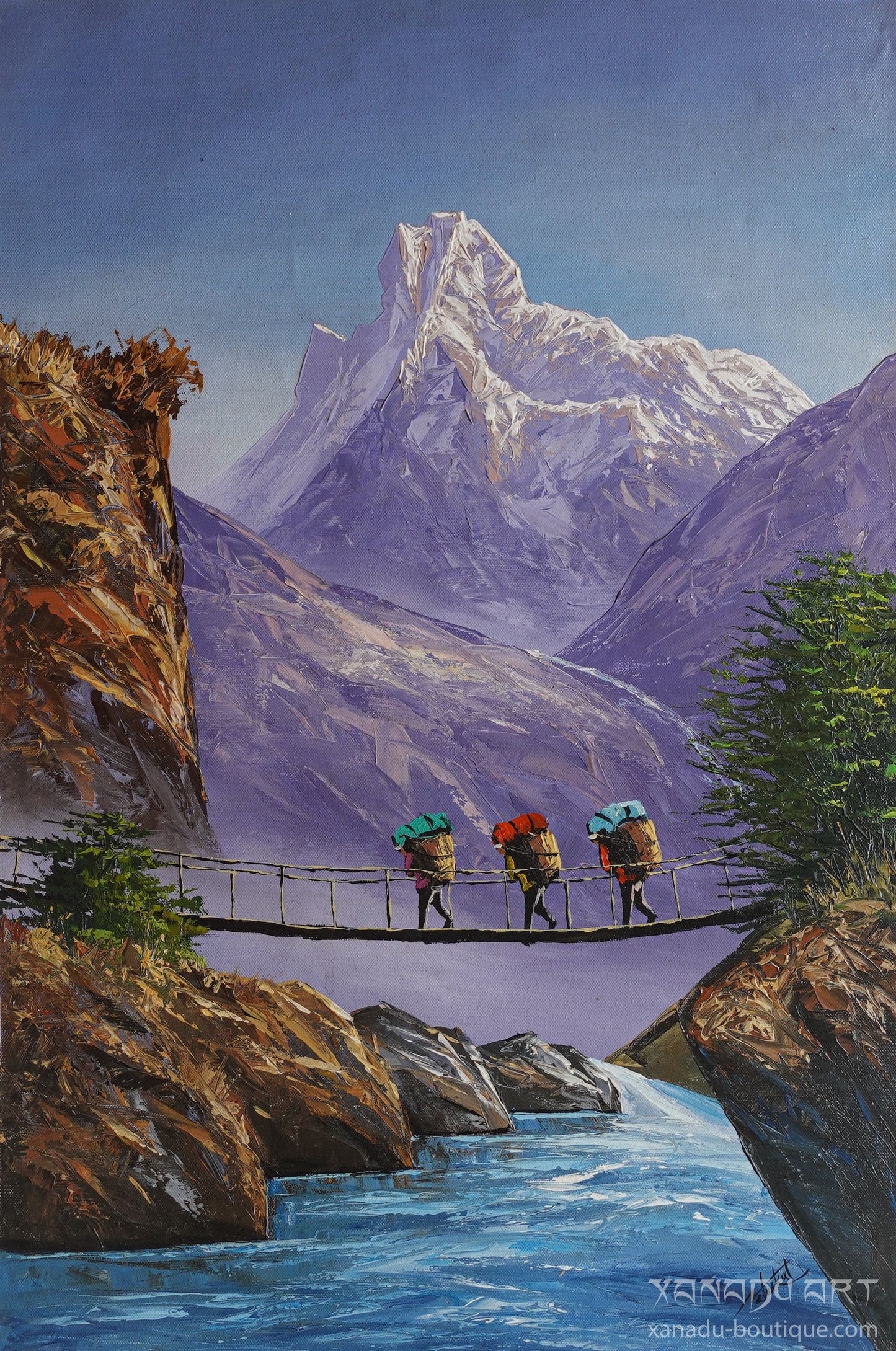 Berg Fischschwanz Flusslandschaft im Himalaya