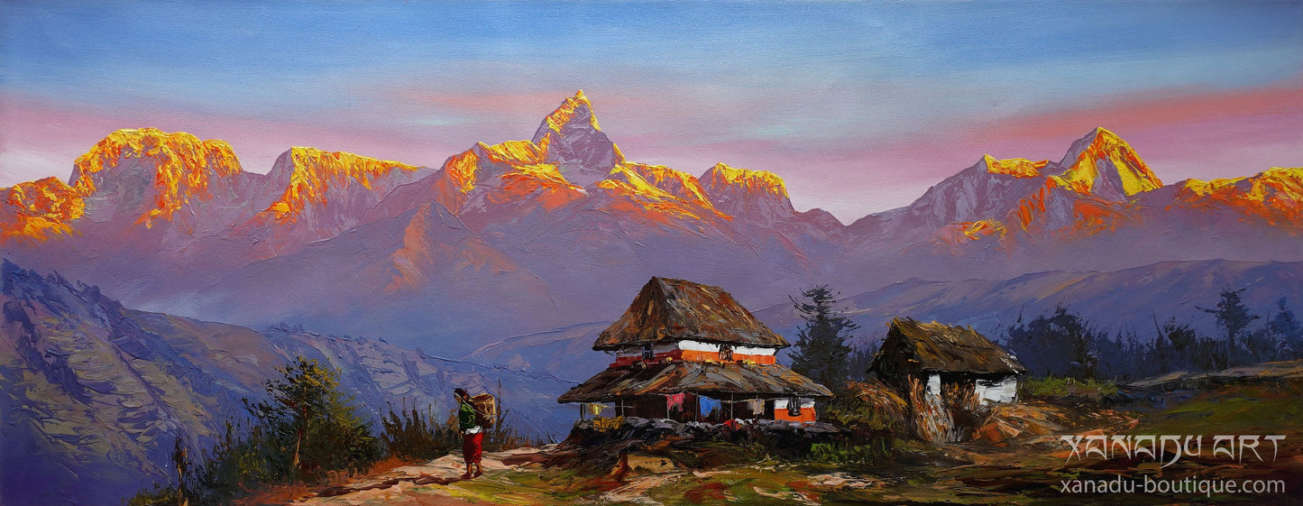Himalayan Annapurna Range village landscape